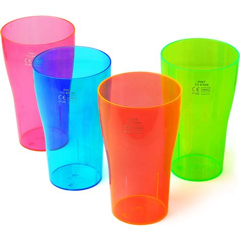 Clarity Polystyrene Tulip Pint Glasses Neon Ce 20oz 568ml Drinkstuff