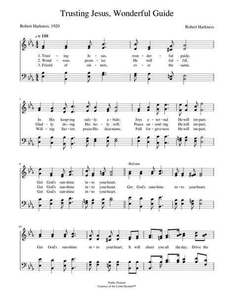 Trusting Jesus Wonderful Guide Robert Harkness Sheet Music For Piano