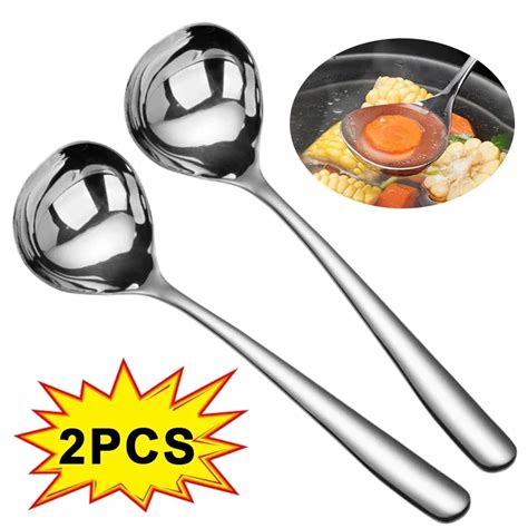 Pcs Edelstahl L Ffel Verdicken Lange Griff Suppen L Ffel F R Hot Pot