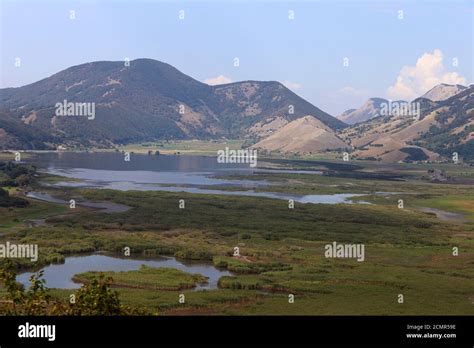 Letino, Italy - September 17, 2020 - The Letino Lake seen from Miralago ...