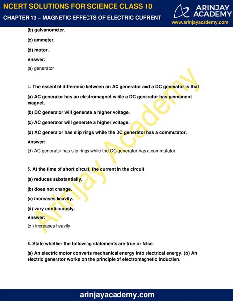 Ncert Solutions For Class 10 Science Chapter 13 Arinjay Academy