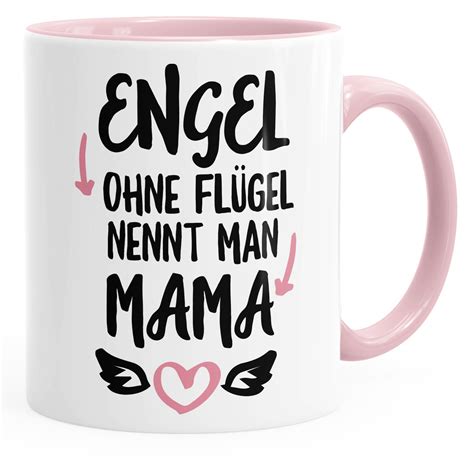 Kaffee Tasse mit Spruch Engel ohne Flügel nennt man Mama glänzend