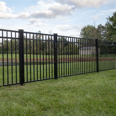 Freedom New Haven 4 12 Ft H X 4 Ft W Black Aluminum Spaced Picket Flat Top Decorative Fence