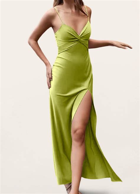 Gilmore Olive Verte Robe Longue Sans Manches Robes Azazie