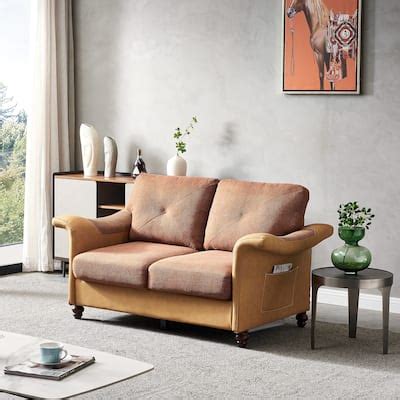 Modern Faux Leather Loveseat Sofa Removable Cushions Sofa Foam Seat ...