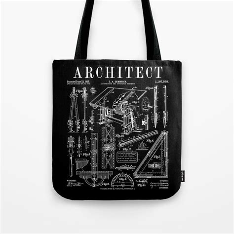 Architect Architecture Student Tools Vintage Patent Print Tote Bag By