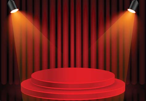 Podium Stage With Red Curtain And Yellow Spotlight 11993161 Vector Art