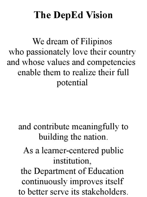 deped mission vision  core values