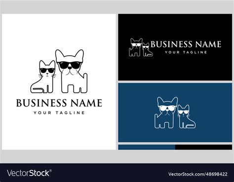 Line art dog and cat Royalty Free Vector Image