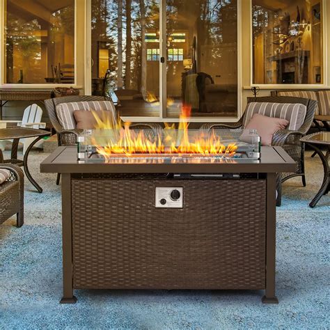 Amazon SereneLife Outdoor Propane Fire Pit Table 50 000 BTU Auto