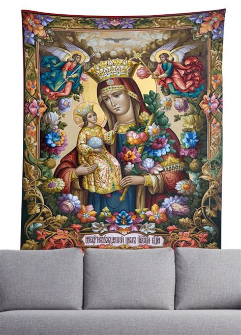 Virgin Mary Wall Decor Tapestry Mother Of God Unfading Flowers