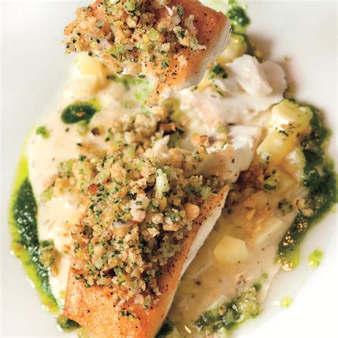 Black Cod With Fennel Chowder And Smoked Oyster Panzanella Recipe