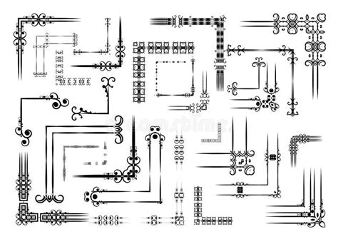 big set decorative elements angle design stock illustration