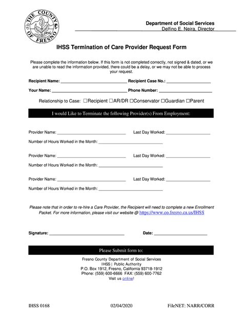 Ihss Provider Termination Form Fill Online Printable Fillable Blank Pdffiller