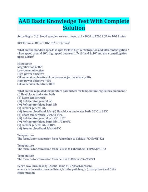 SOLUTION Aab Basic Knowledge Test With Complete Solution Studypool