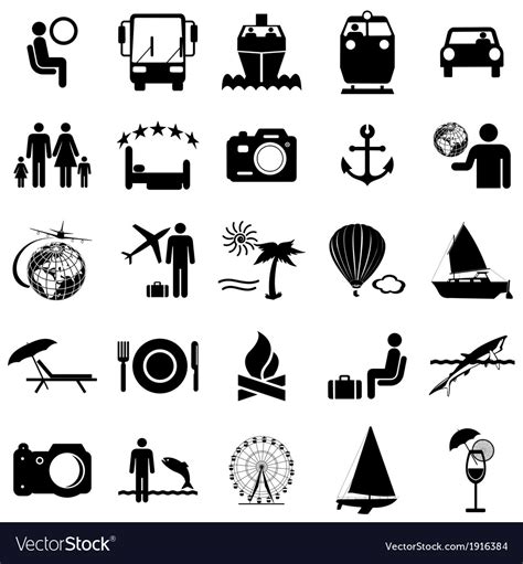 Collection Flat Icons Travel Symbols Royalty Free Vector