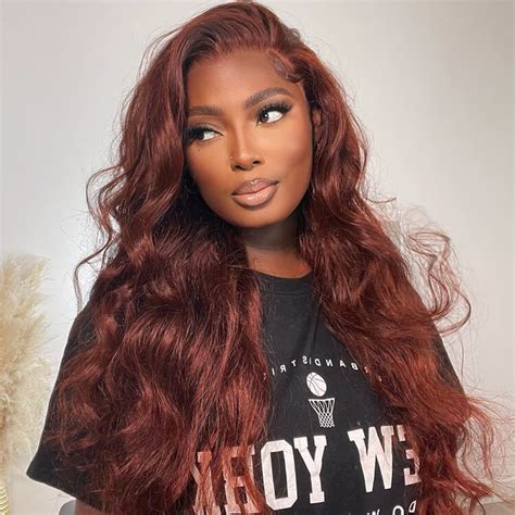 Yolissa Hair Reddish Brown Lace Front Wigs Human Hair For Women Red Brown Wig Body Wave Water