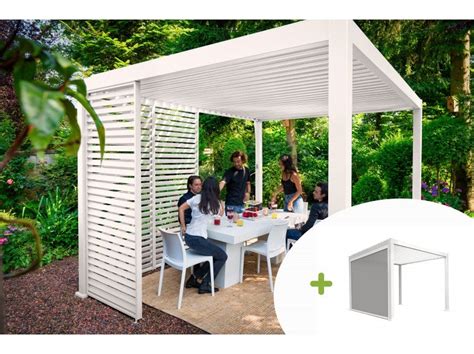 Pergola Bioclimatique Autoportante 12m2 OMBREA 3x4 Store 4m Blanc