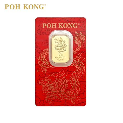 Poh Kong 999924k Pure Gold Dragon Gold Bar 3g Shopee Malaysia