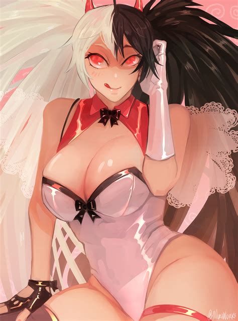 Rule 34 Big Breasts Black Hair Long Hair Mixed Hair Color Momotexx Vtuber Red Eyes Virtual