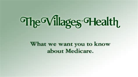 For Patients The Villages Health Medicare Presentation Youtube