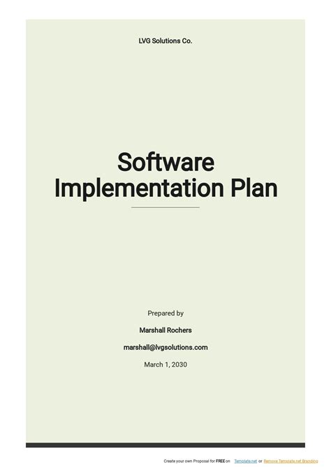 Simple Software Implementation Plan Template - Google Docs, Word, Apple ...