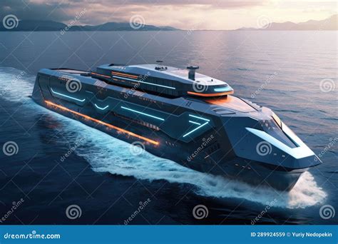 Futuristic Cargo Ship of the Future. Stock Image - Image of streamlined ...