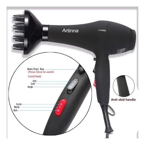 A632 Artinna Hair Dryer 2100w Lightweight Hairdryer With Diffuser