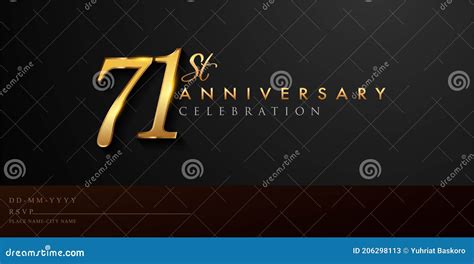 St Anniversary Years Celebration Logotype Logo Ribbon Gold Number