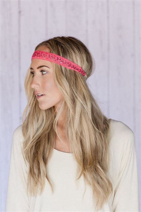 Boho Headband Pink Beaded Bohemian Crochet Ribbon By Threebirdnest 999 Lace Headbands Boho