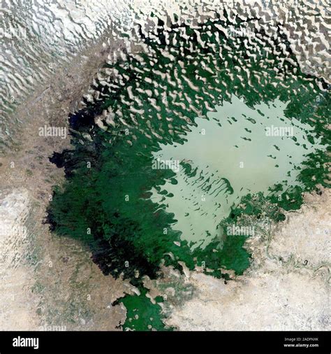 Lake Chad, satellite image. Lake Chad is the fourth largest lake in Africa. It is located in the ...