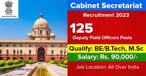 125 Posts Cabinet Secretariat Recruitment 2023all India Can Apply