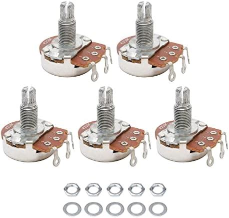 Pxyelec 5pcs Full Size B250k Long Split Shaft 18mm Electric Guitar Bass