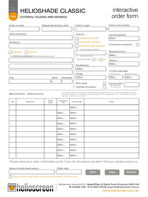 Fillable Online Interactive Order Form External Skins Helioscreen Fax