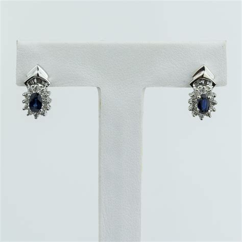 White Gold Sapphire and Diamond Earrings