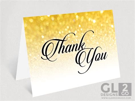 Gold Thank You Cards (Blank) - GLDesigns 2 Go