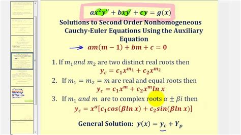 Ecuaciones Diferenciales De Cauchy Euler No Homog Neas De Segundo Orden