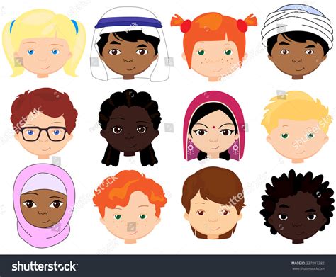 Boys Girls Different Nationalities Multinational Children Stock Vector