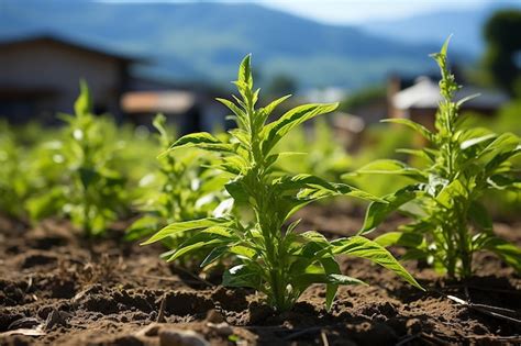 Premium Photo | Sesame Plant Farmland Growth of Sesame on Cultivated Fields