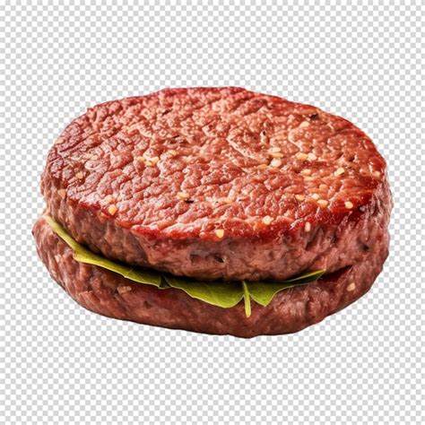 Hambúrguer de carne fresca isolado em transparente em branco PSD Premium