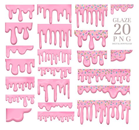 Pink Glaze Clipart Sprinkles Borders Clipart Ice Cream Drip Etsy