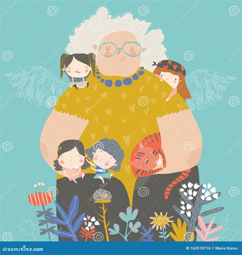 Grandmother Hugging Her Cute Grandson Cartoon Vector Cartoondealer