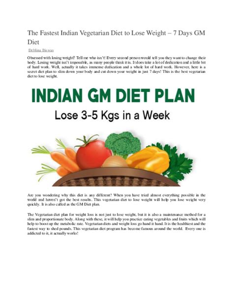 Doc The Fastest Indian Vegetarian Diet To Lose Weight 7 Days Gm