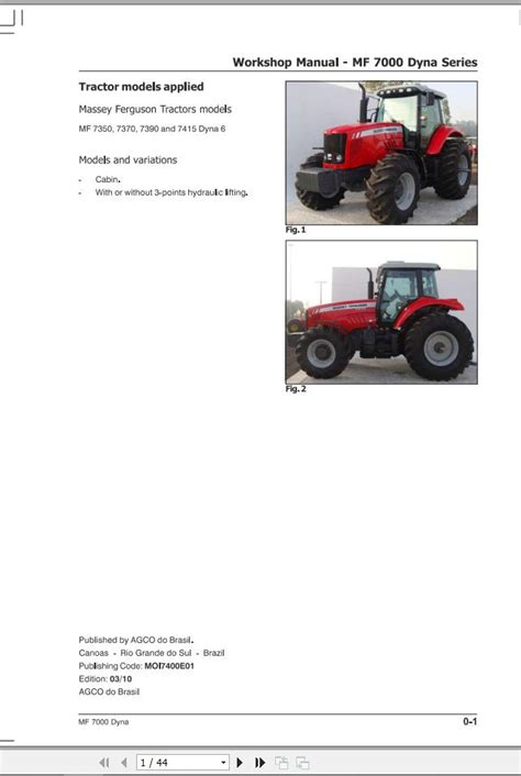 Massey Ferguson Mf7000 Dyna Series Tractor Workshop Manual Moi7400e01 Pdf