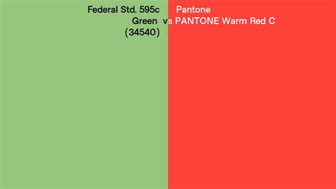 Federal Std 595c Green 34540 Vs Pantone Warm Red C Side By Side