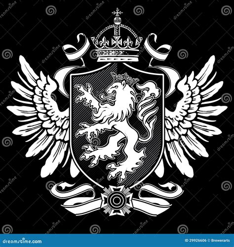 Heraldic Lion Wing Crest On Black Stock Vector Illustration Of