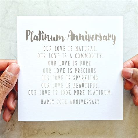 70th Wedding Anniversary Card Platinum Anniversary Wedding Card 70