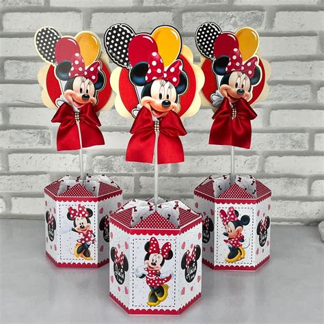 Centro De Mesa Da Minnie Vermelha - Centro de Mesa - Minnie Vermelha | Elo7 Produtos Especiais