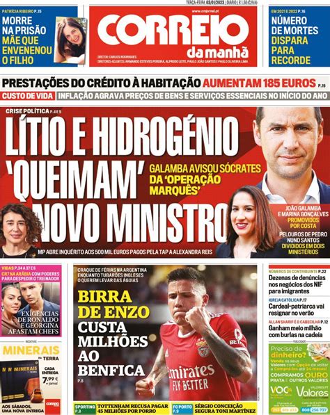 Capa Correio da Manhã 3 janeiro 2023 capasjornais pt