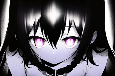 Premium AI Image | Anime girl with purple eyes and purple eyes looking down at the camera